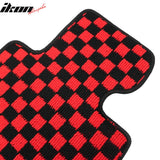 Front Rear Full Set Waterproof Floor Mats for BMW E92 3-Series Coupe 2007-2013 Black Red Plaid Checkered Carpets PP & Loop Pile Surface & TPE Backing