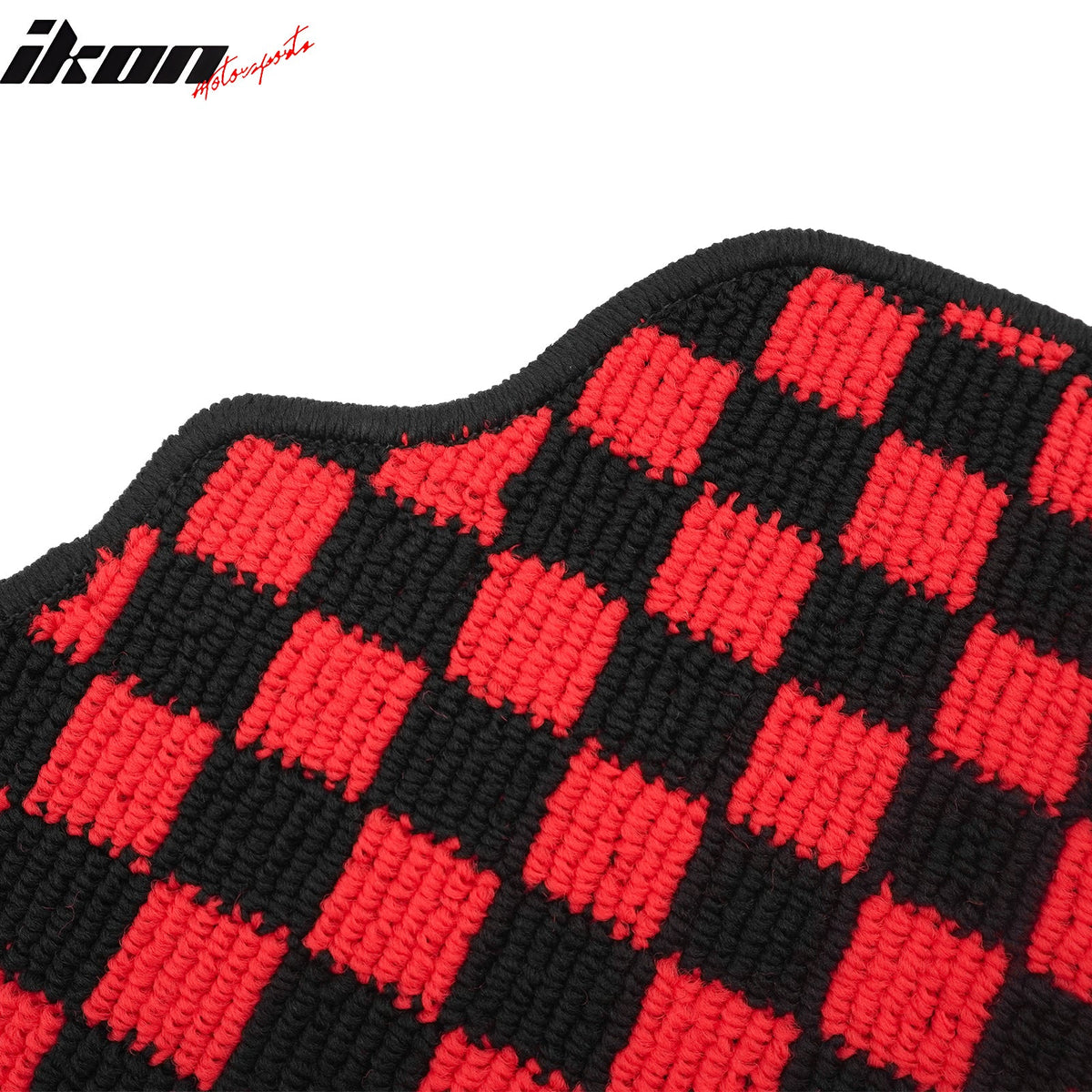 Front Rear Full Set Waterproof Floor Mats for BMW E92 3-Series Coupe 2007-2013 Black Red Plaid Checkered Carpets PP & Loop Pile Surface & TPE Backing
