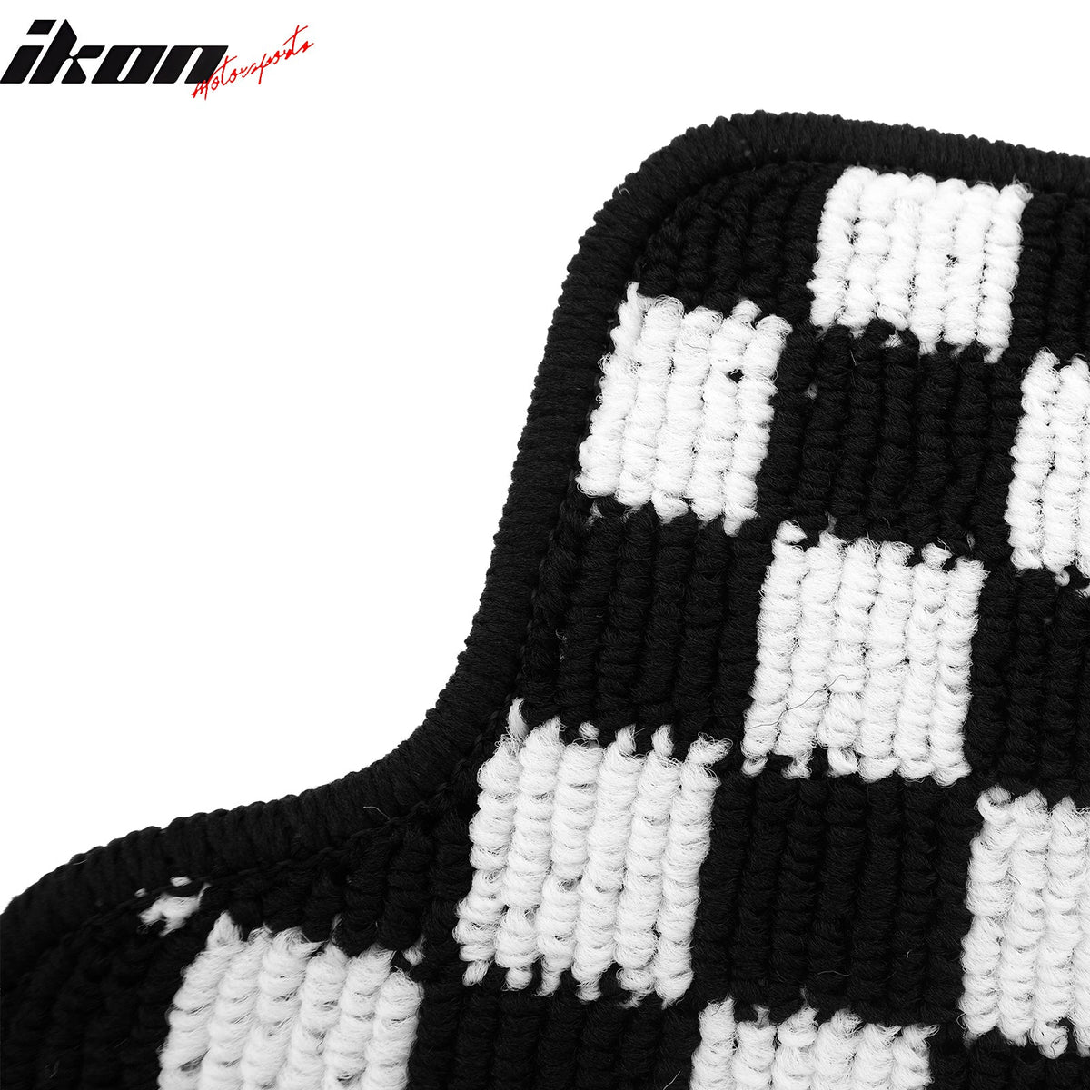 Front Rear Full Set Waterproof Floor Mats for BMW E92 3-Series Coupe 2007-2013 Black White Plaid Checkered Carpet PP & Loop Pile Surface & TPE Backing
