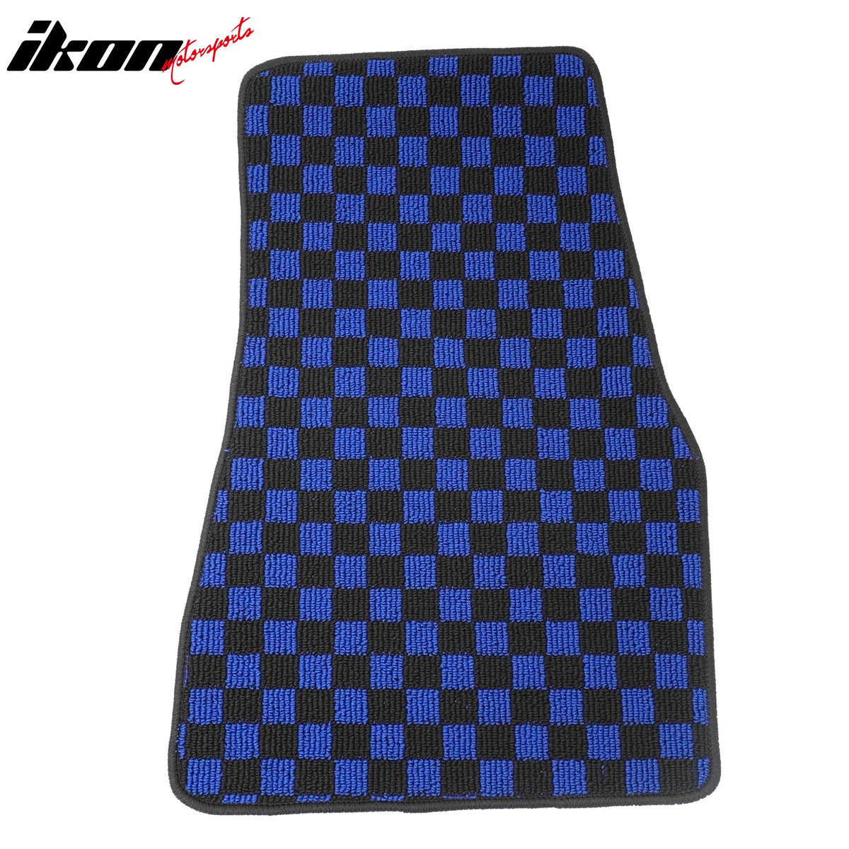 Front Rear Full Set Waterproof Floor Mats for Ford Mustang 2005-2009 Black Blue Plaid Checkered Carpets PP & Loop Pile Surface & TPE Backing 4PCS