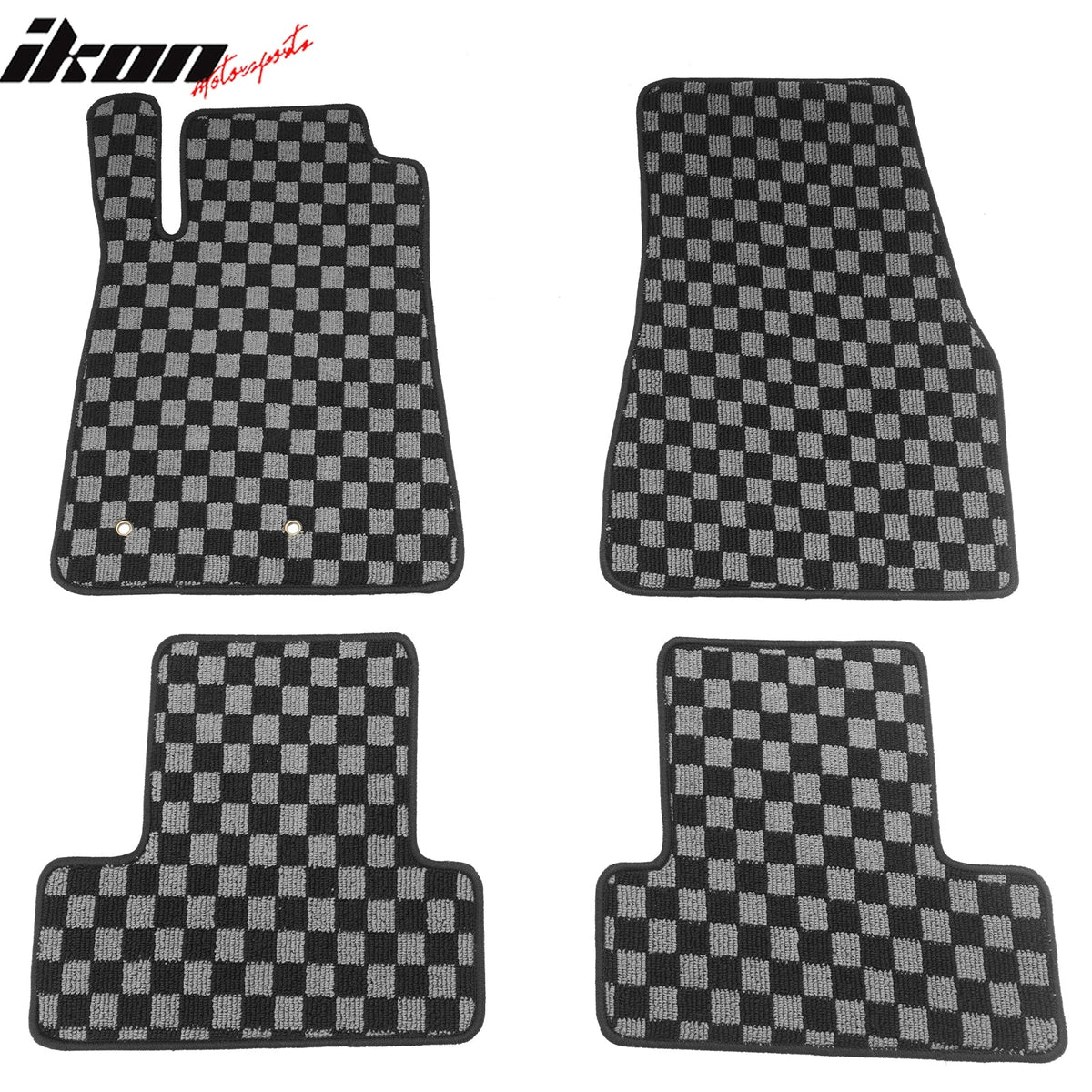 2005-2009 Ford Mustang Floor Mats Carpet Black Gray Plaid Polypropylene
