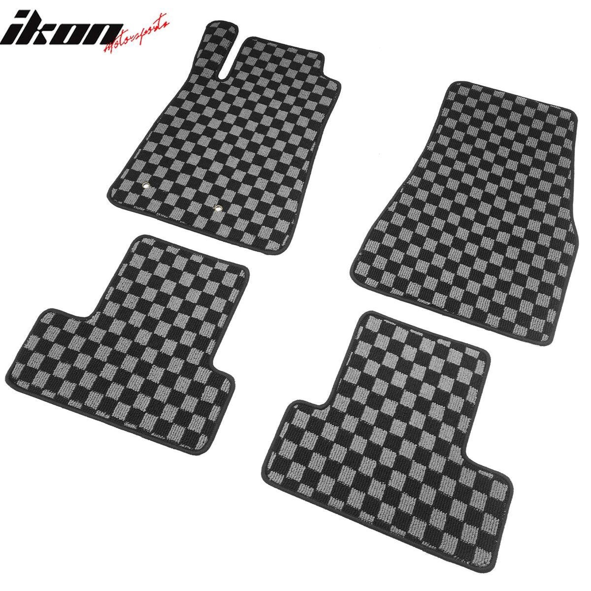 2005-2009 Ford Mustang Floor Mats Carpet Black Gray Plaid Polypropylene
