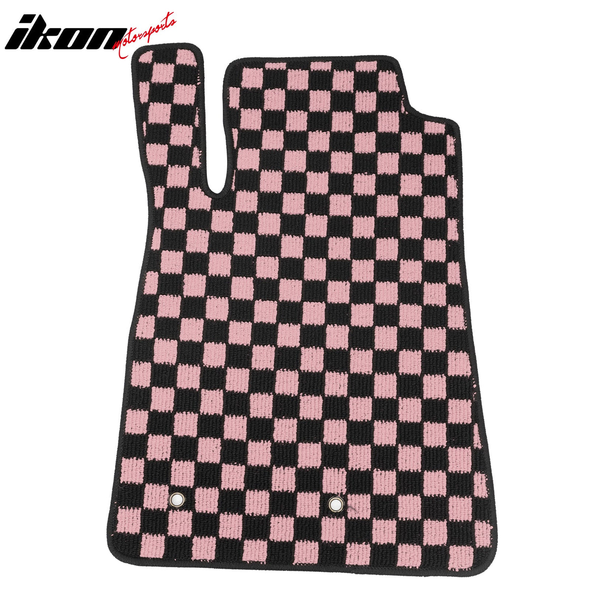 Front Rear Full Set Waterproof Floor Mats for Ford Mustang 2005-2009 Black Pink Plaid Checkered Carpets PP & Loop Pile Surface & TPE Backing 4PCS