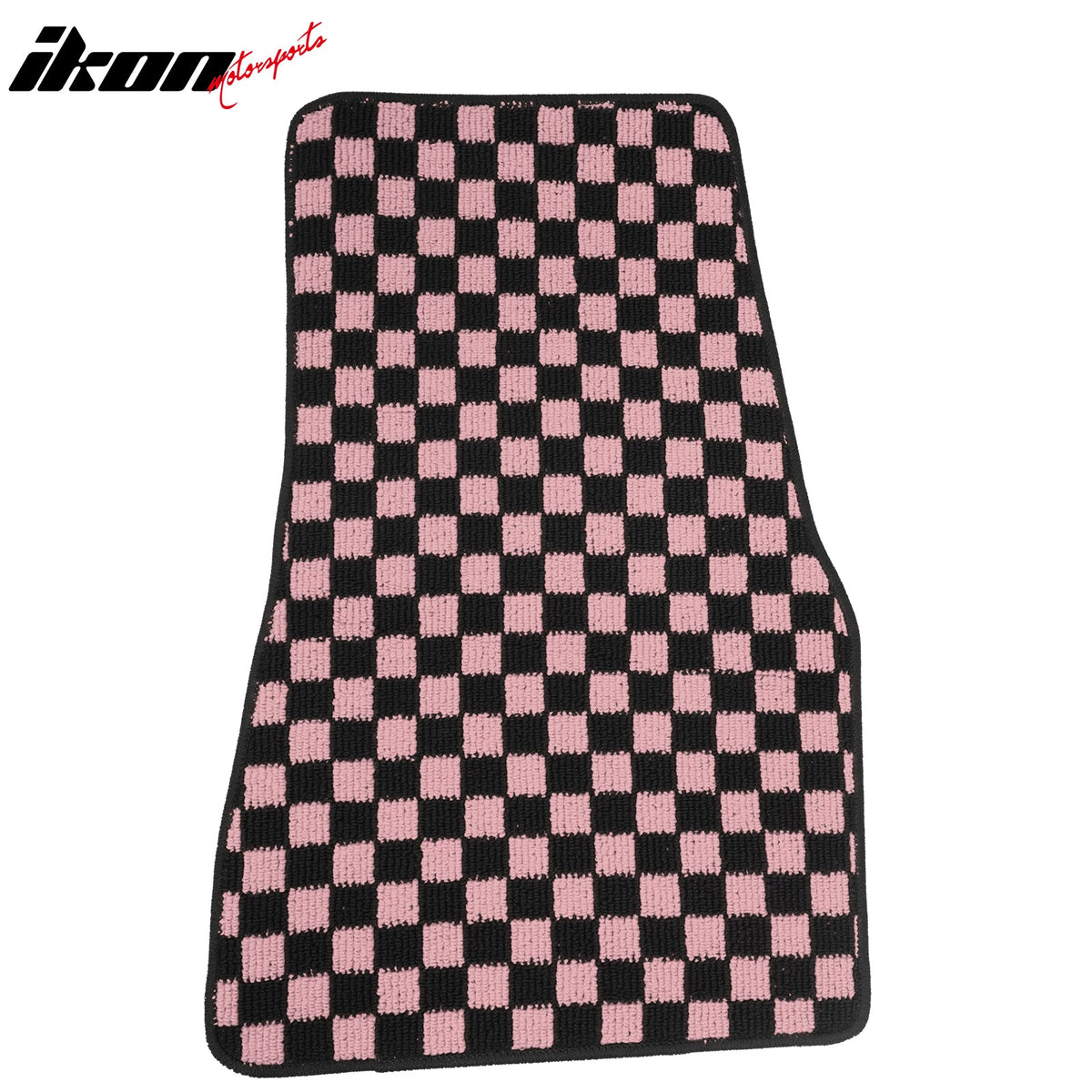 Front Rear Full Set Waterproof Floor Mats for Ford Mustang 2005-2009 Black Pink Plaid Checkered Carpets PP & Loop Pile Surface & TPE Backing 4PCS
