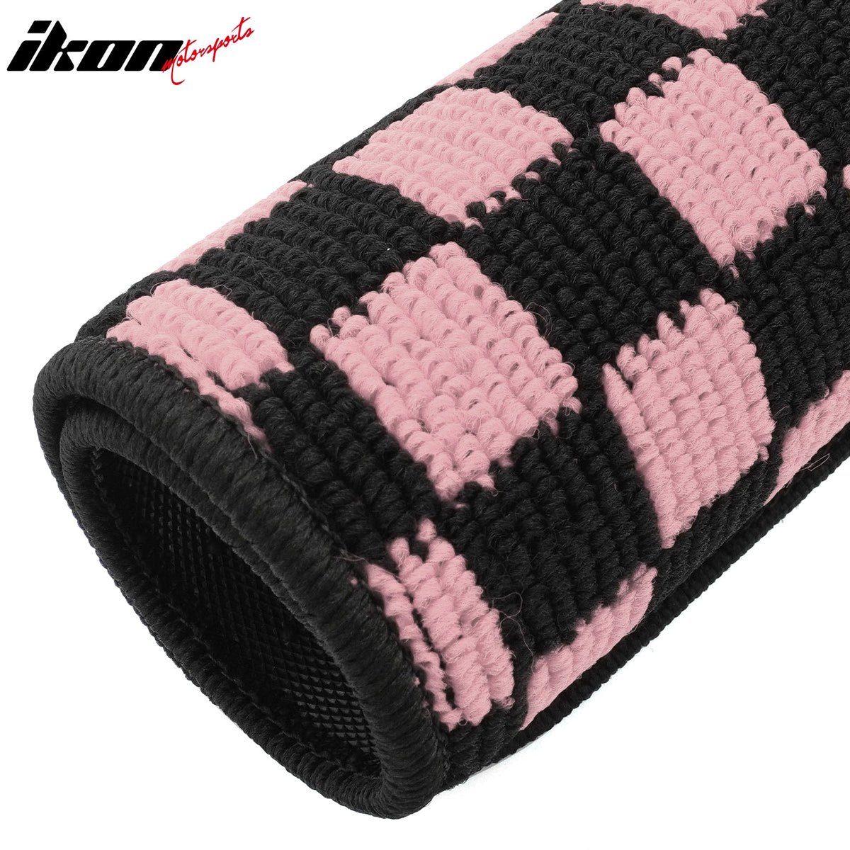 Front Rear Full Set Waterproof Floor Mats for Ford Mustang 2005-2009 Black Pink Plaid Checkered Carpets PP & Loop Pile Surface & TPE Backing 4PCS