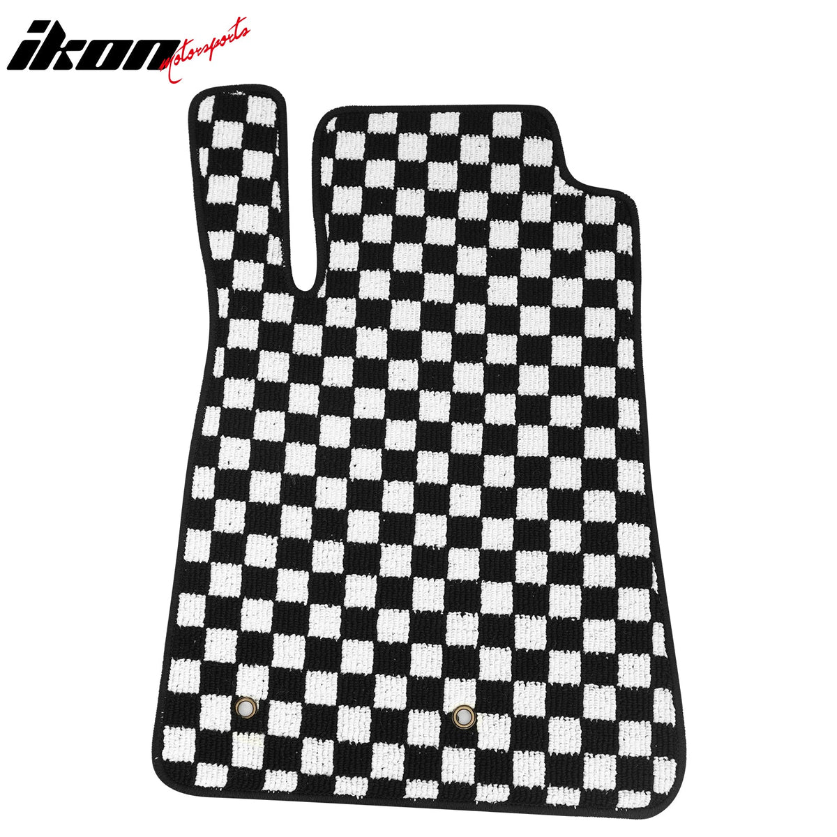 Front Rear Full Set Waterproof Floor Mats for Ford Mustang 2005-2009 Black White Plaid Checkered Carpets PP & Loop Pile Surface & TPE Backing 4PCS