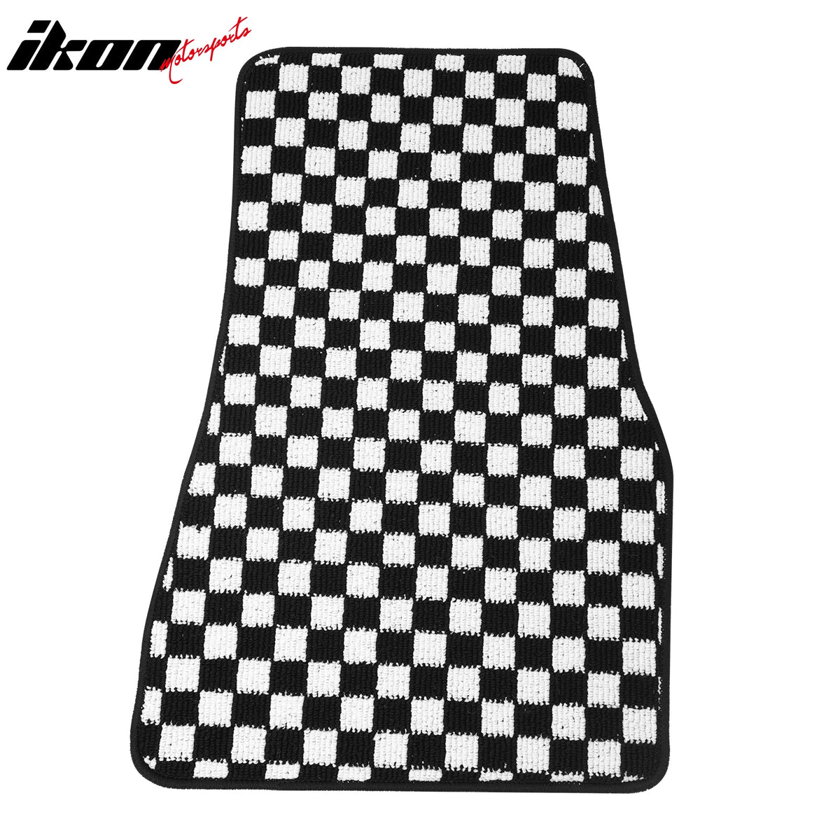 Front Rear Full Set Waterproof Floor Mats for Ford Mustang 2005-2009 Black White Plaid Checkered Carpets PP & Loop Pile Surface & TPE Backing 4PCS