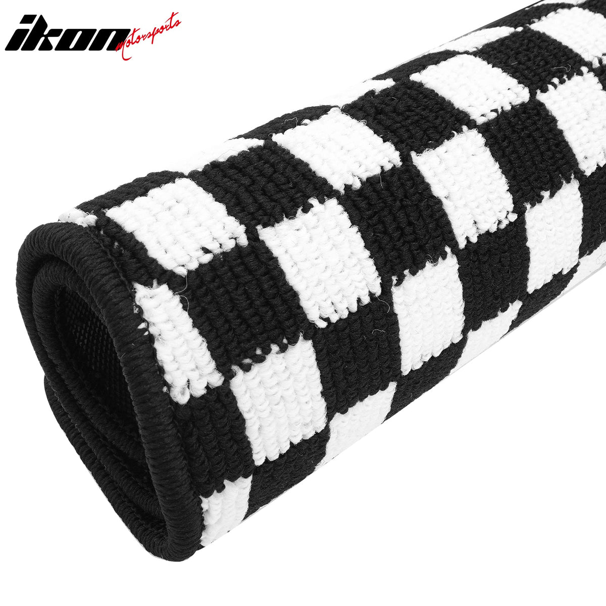 Front Rear Full Set Waterproof Floor Mats for Ford Mustang 2005-2009 Black White Plaid Checkered Carpets PP & Loop Pile Surface & TPE Backing 4PCS