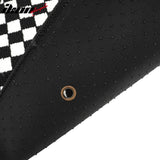 Front Rear Full Set Waterproof Floor Mats for Ford Mustang 2005-2009 Black White Plaid Checkered Carpets PP & Loop Pile Surface & TPE Backing 4PCS