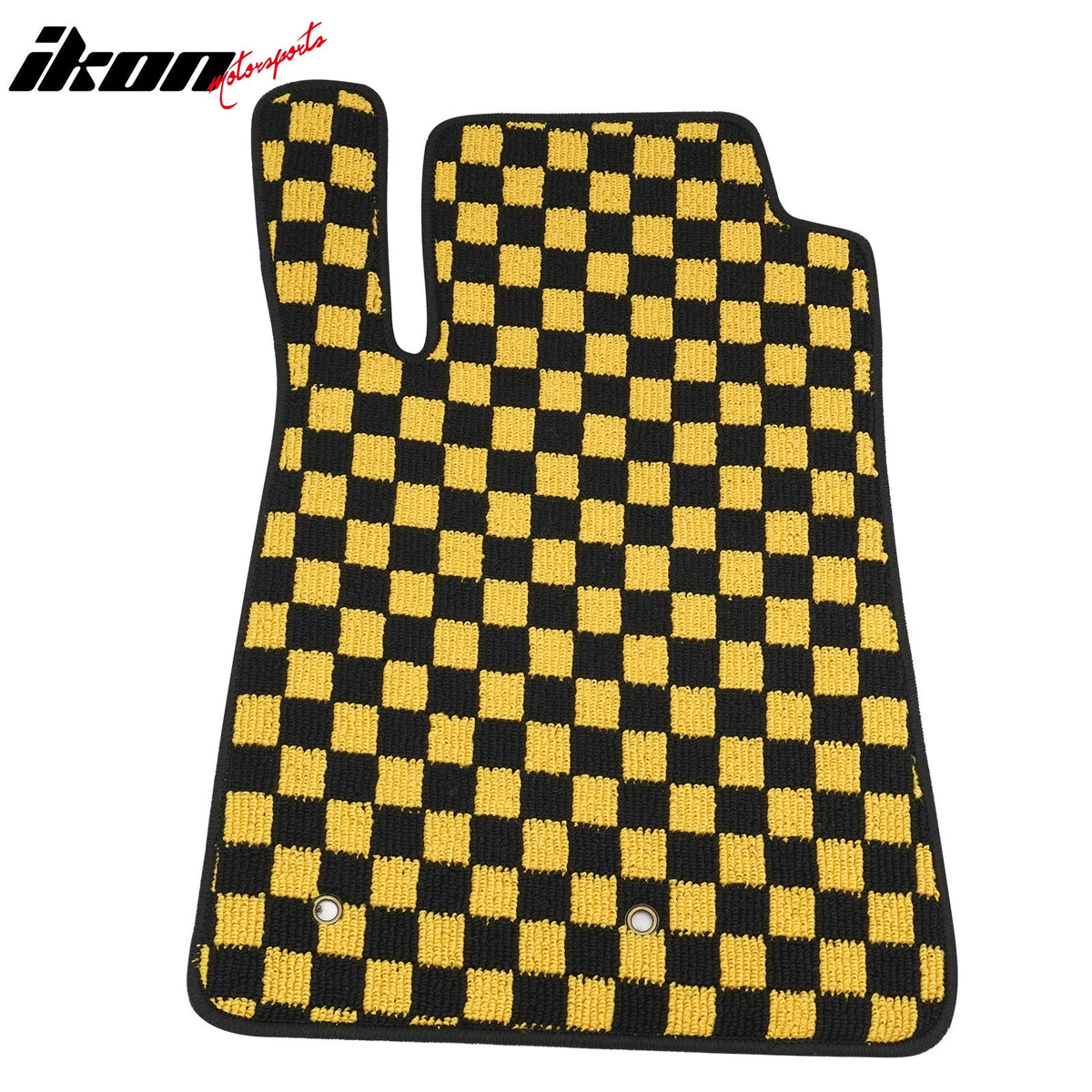 Front Rear Full Set Waterproof Floor Mats for Ford Mustang 2005-2009 Black Yellow Plaid Checkered Carpets PP & Loop Pile Surface & TPE Backing 4PCS