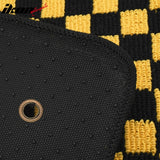 Front Rear Full Set Waterproof Floor Mats for Ford Mustang 2005-2009 Black Yellow Plaid Checkered Carpets PP & Loop Pile Surface & TPE Backing 4PCS