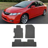 2006-2011 Honda Civic Floor Mats Carpet Black Gray Plaid Polypropylene