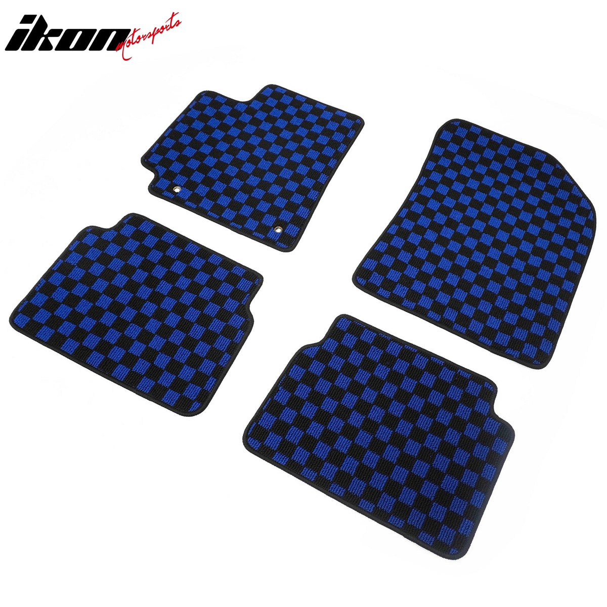 Front Rear Full Set Waterproof Floor Mats for Toyota Corolla 2009-2013 Black Blue Plaid Checkered Carpets PP & Loop Pile Surface & TPE Backing 4PCS
