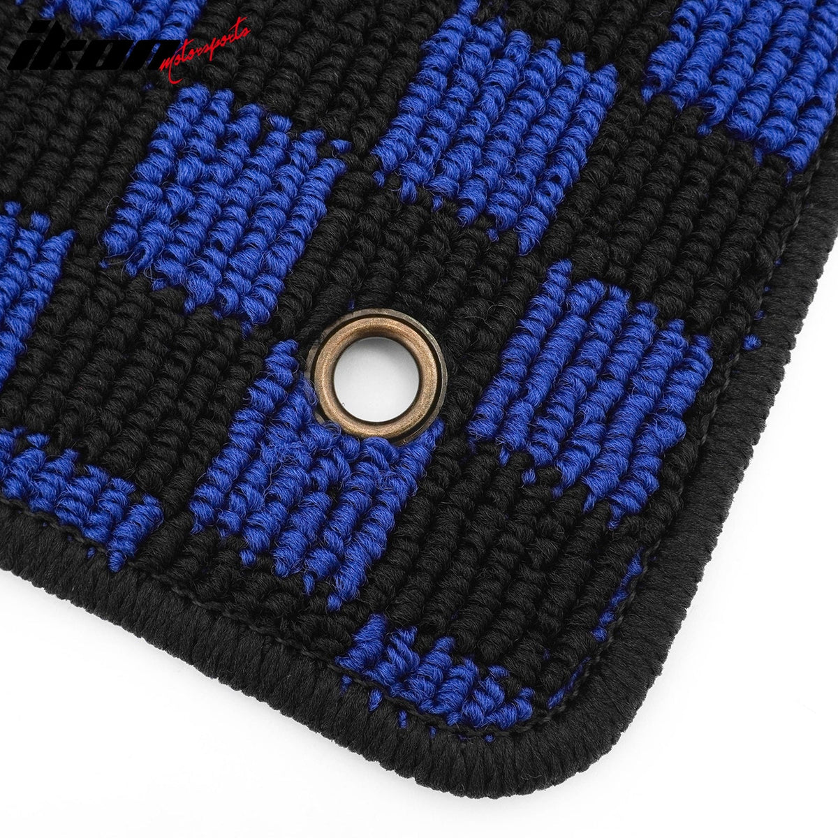 Front Rear Full Set Waterproof Floor Mats for Toyota Corolla 2009-2013 Black Blue Plaid Checkered Carpets PP & Loop Pile Surface & TPE Backing 4PCS