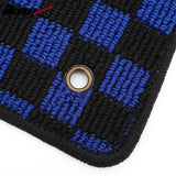 Front Rear Full Set Waterproof Floor Mats for Toyota Corolla 2009-2013 Black Blue Plaid Checkered Carpets PP & Loop Pile Surface & TPE Backing 4PCS