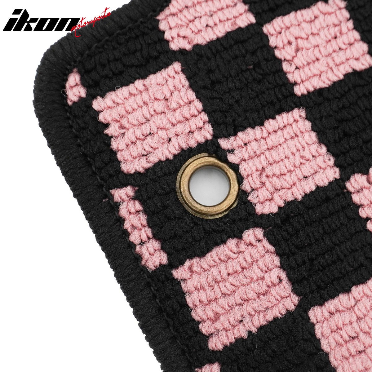 Front Rear Full Set Waterproof Floor Mats for Toyota Corolla 2009-2013 Black Pink Plaid Checkered Carpets PP & Loop Pile Surface & TPE Backing 4PCS