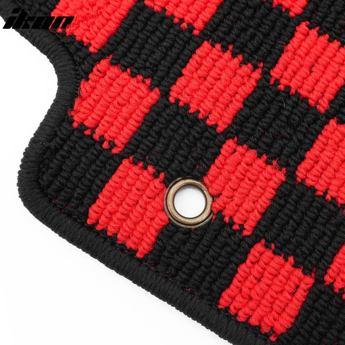 Front Rear Full Set Waterproof Floor Mats for Toyota Corolla 2009-2013 Black Red Plaid Checkered Carpets PP & Loop Pile Surface & TPE Backing 4PCS