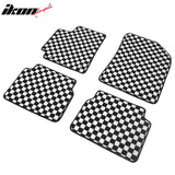 Front Rear Full Set Waterproof Floor Mats for Toyota Corolla 2009-2013 Black White Plaid Checkered Carpets PP & Loop Pile Surface & TPE Backing 4PCS