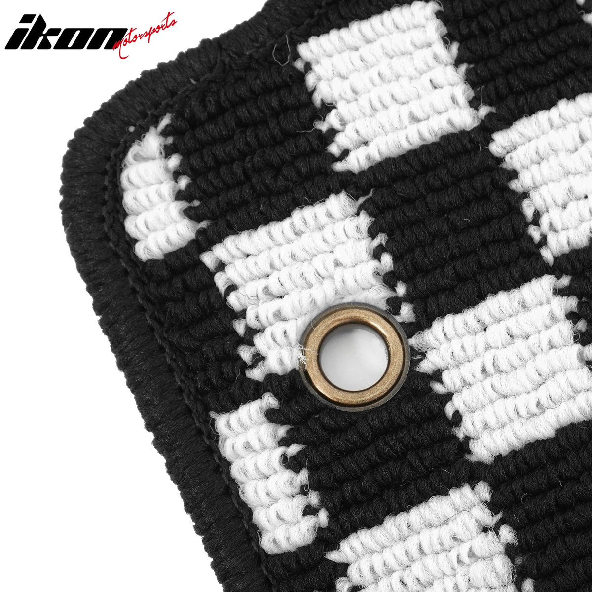 Front Rear Full Set Waterproof Floor Mats for Toyota Corolla 2009-2013 Black White Plaid Checkered Carpets PP & Loop Pile Surface & TPE Backing 4PCS