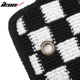 Front Rear Full Set Waterproof Floor Mats for Toyota Corolla 2009-2013 Black White Plaid Checkered Carpets PP & Loop Pile Surface & TPE Backing 4PCS