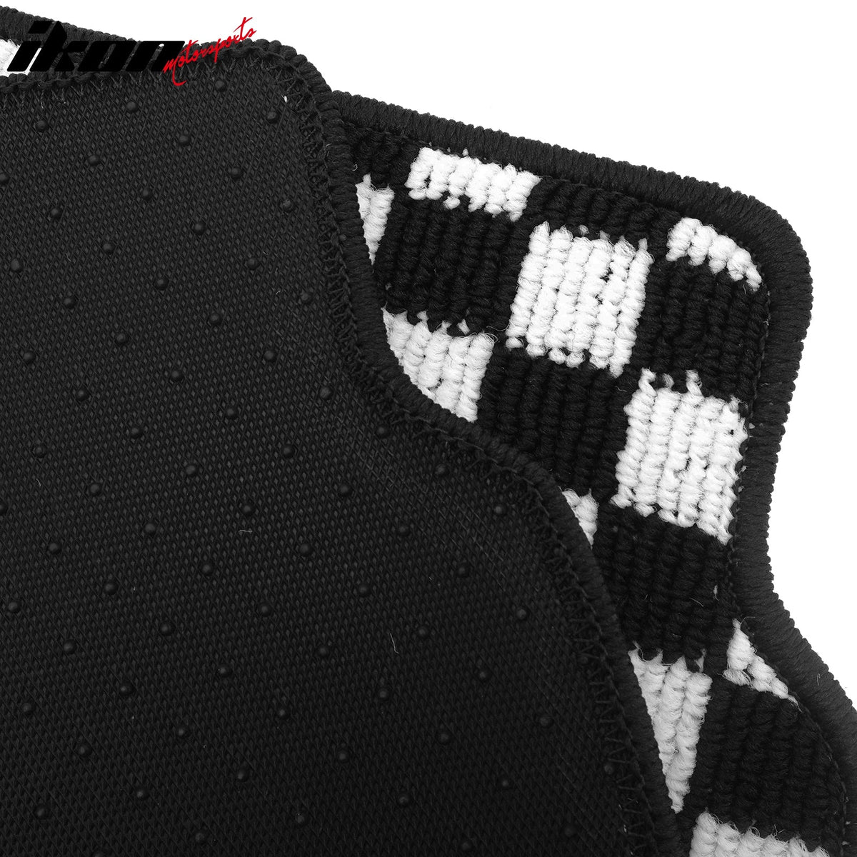 Front Rear Full Set Waterproof Floor Mats for Toyota Corolla 2009-2013 Black White Plaid Checkered Carpets PP & Loop Pile Surface & TPE Backing 4PCS