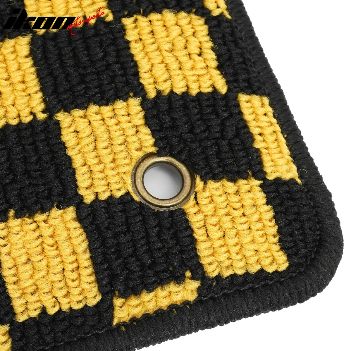 Front Rear Full Set Waterproof Floor Mats for Toyota Corolla 2009-2013 Black Yellow Plaid Checkered Carpets PP & Loop Pile Surface & TPE Backing 4PCS