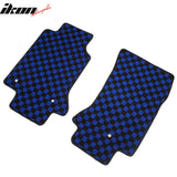 Anti-Slip Waterproof Interior Car Floor Mats for Chevrolet Corvette 1997-2004 Black Blue Plaid Checkered Carpets PP & Loop Pile Surface & TPE Backing