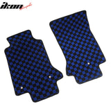 Anti-Slip Waterproof Interior Car Floor Mats for Chevrolet Corvette 1997-2004 Black Blue Plaid Checkered Carpets PP & Loop Pile Surface & TPE Backing