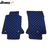 Anti-Slip Waterproof Interior Car Floor Mats for Chevrolet Corvette 1997-2004 Black Blue Plaid Checkered Carpets PP & Loop Pile Surface & TPE Backing