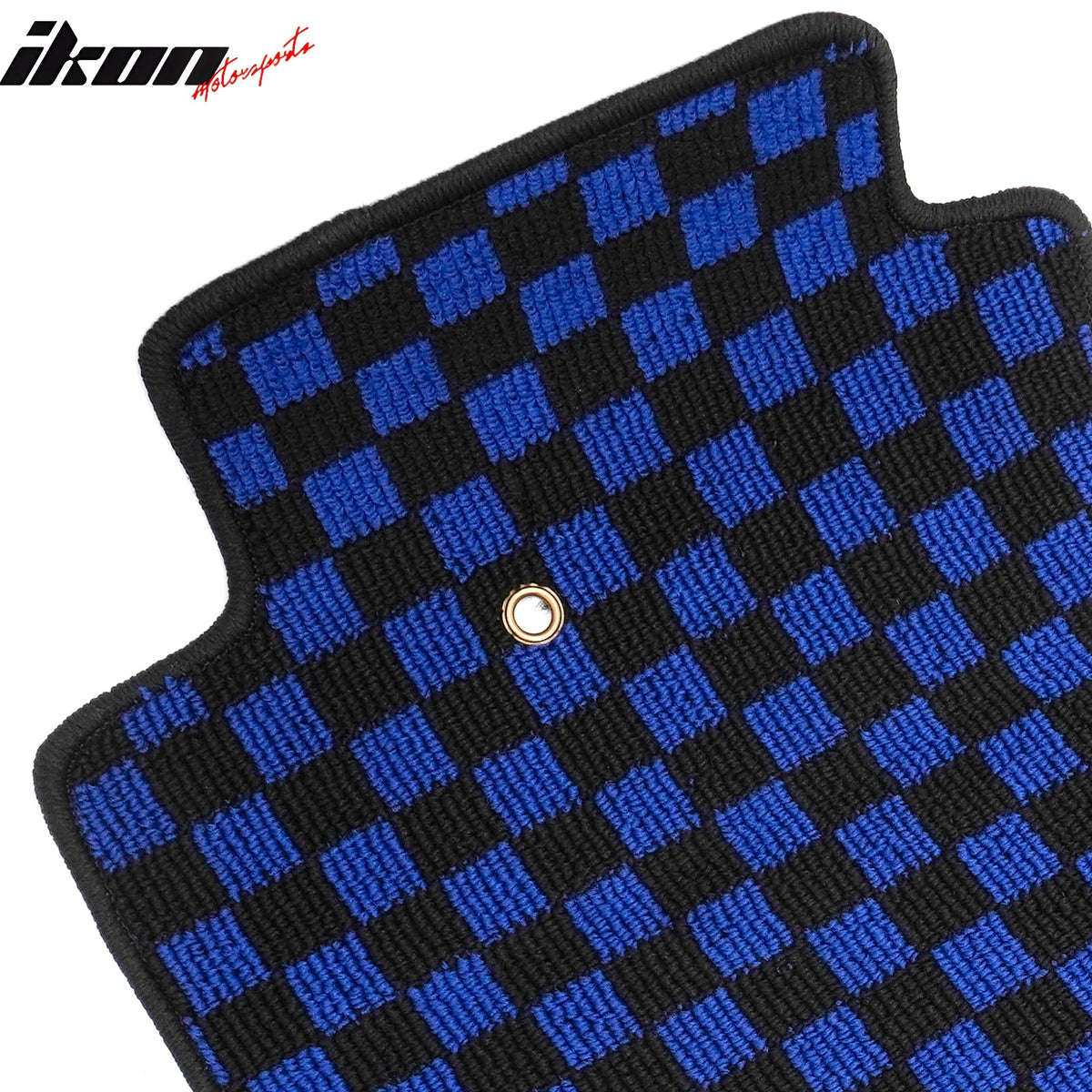 Anti-Slip Waterproof Interior Car Floor Mats for Chevrolet Corvette 1997-2004 Black Blue Plaid Checkered Carpets PP & Loop Pile Surface & TPE Backing