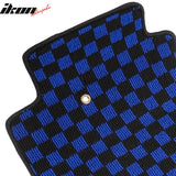 Anti-Slip Waterproof Interior Car Floor Mats for Chevrolet Corvette 1997-2004 Black Blue Plaid Checkered Carpets PP & Loop Pile Surface & TPE Backing