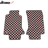 Anti-Slip Waterproof Interior Car Floor Mats for Chevrolet Corvette 1997-2004 Black Pink Plaid Checkered Carpets PP & Loop Pile Surface & TPE Backing