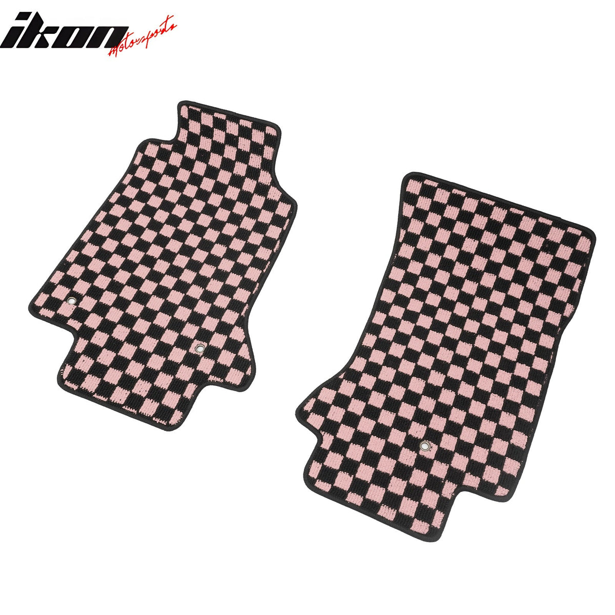 Anti-Slip Waterproof Interior Car Floor Mats for Chevrolet Corvette 1997-2004 Black Pink Plaid Checkered Carpets PP & Loop Pile Surface & TPE Backing
