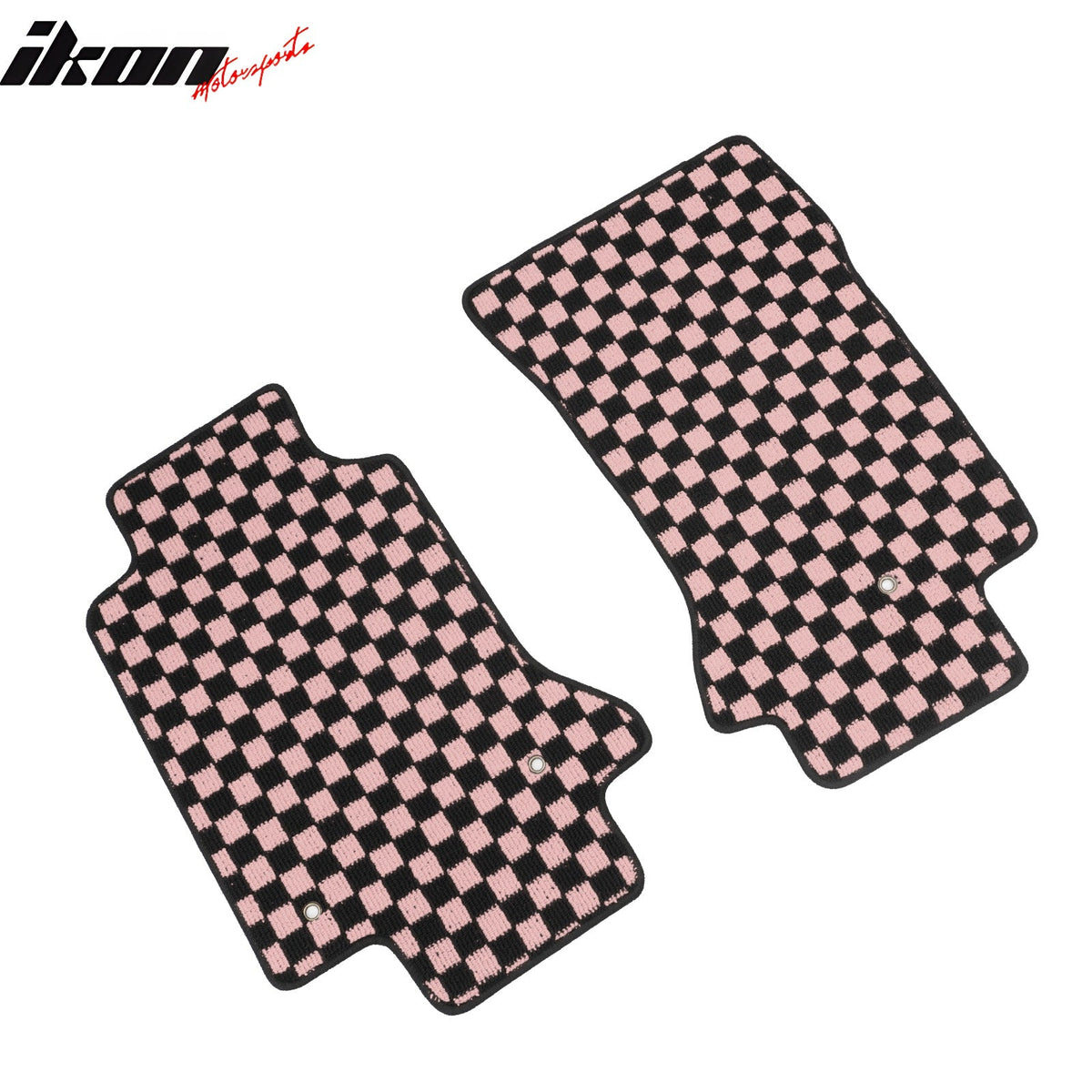 Anti-Slip Waterproof Interior Car Floor Mats for Chevrolet Corvette 1997-2004 Black Pink Plaid Checkered Carpets PP & Loop Pile Surface & TPE Backing