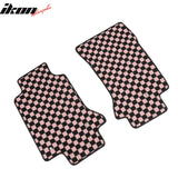 Anti-Slip Waterproof Interior Car Floor Mats for Chevrolet Corvette 1997-2004 Black Pink Plaid Checkered Carpets PP & Loop Pile Surface & TPE Backing