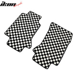 Interior Floor Mats for Chevrolet Corvette 1997-2004 Black White Plaid Checkered Carpets PP & Loop Pile Surface & TPE Backing 2PCS