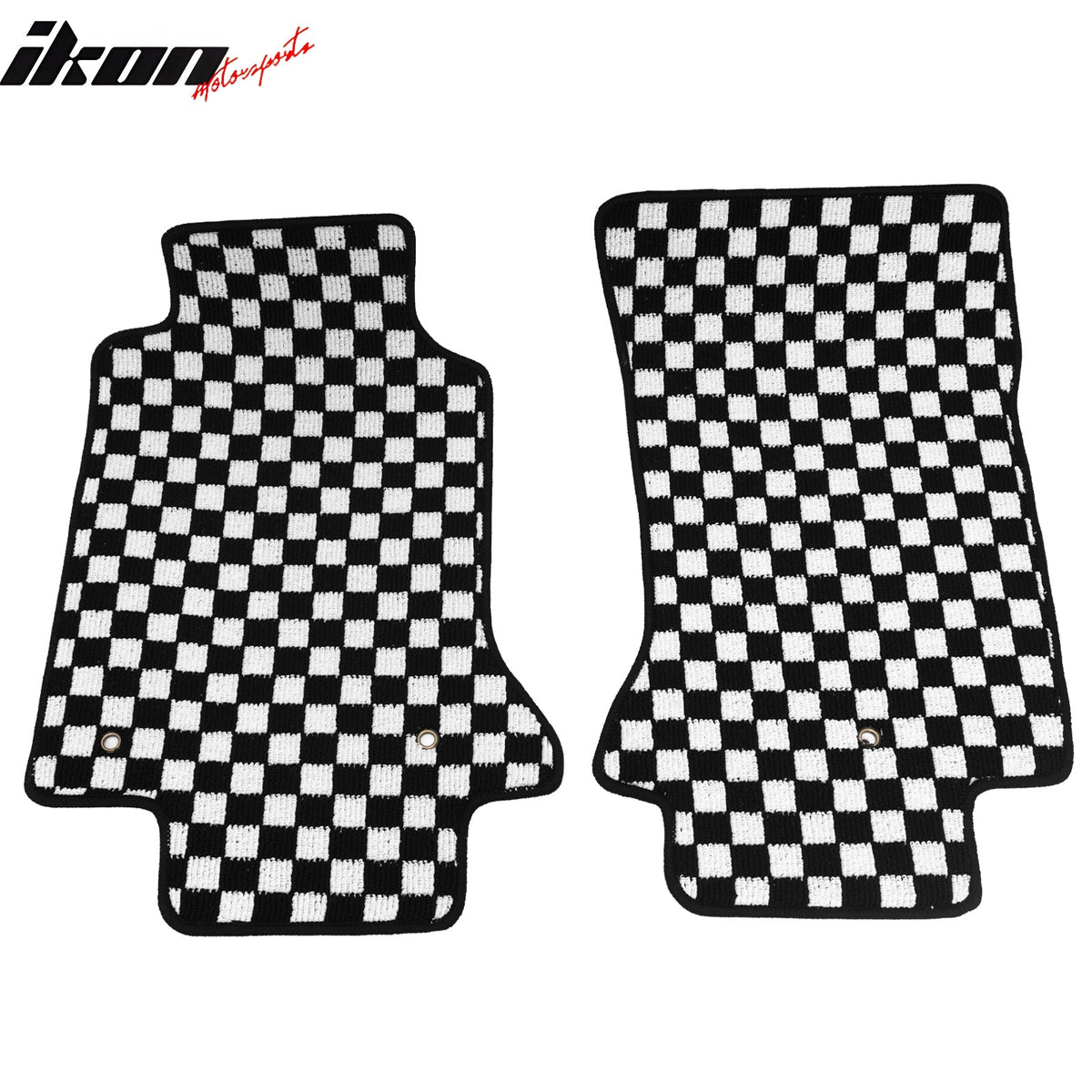 Interior Floor Mats for Chevrolet Corvette 1997-2004 Black White Plaid Checkered Carpets PP & Loop Pile Surface & TPE Backing 2PCS