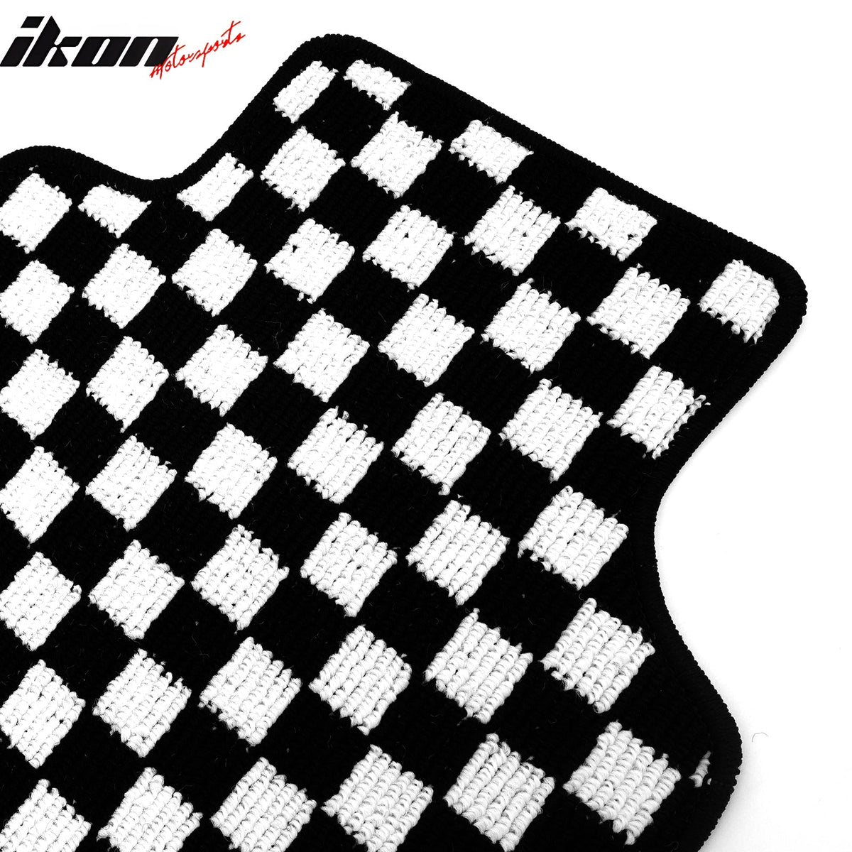 Interior Floor Mats for Chevrolet Corvette 1997-2004 Black White Plaid Checkered Carpets PP & Loop Pile Surface & TPE Backing 2PCS