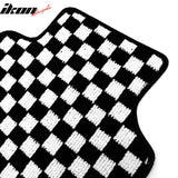Interior Floor Mats for Chevrolet Corvette 1997-2004 Black White Plaid Checkered Carpets PP & Loop Pile Surface & TPE Backing 2PCS