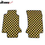 Anti-Slip Waterproof Interior Floor Mats for Chevrolet Corvette 1997-2004 Black Yellow Plaid Checkered Carpets PP & Loop Pile Surface & TPE Backing 2P