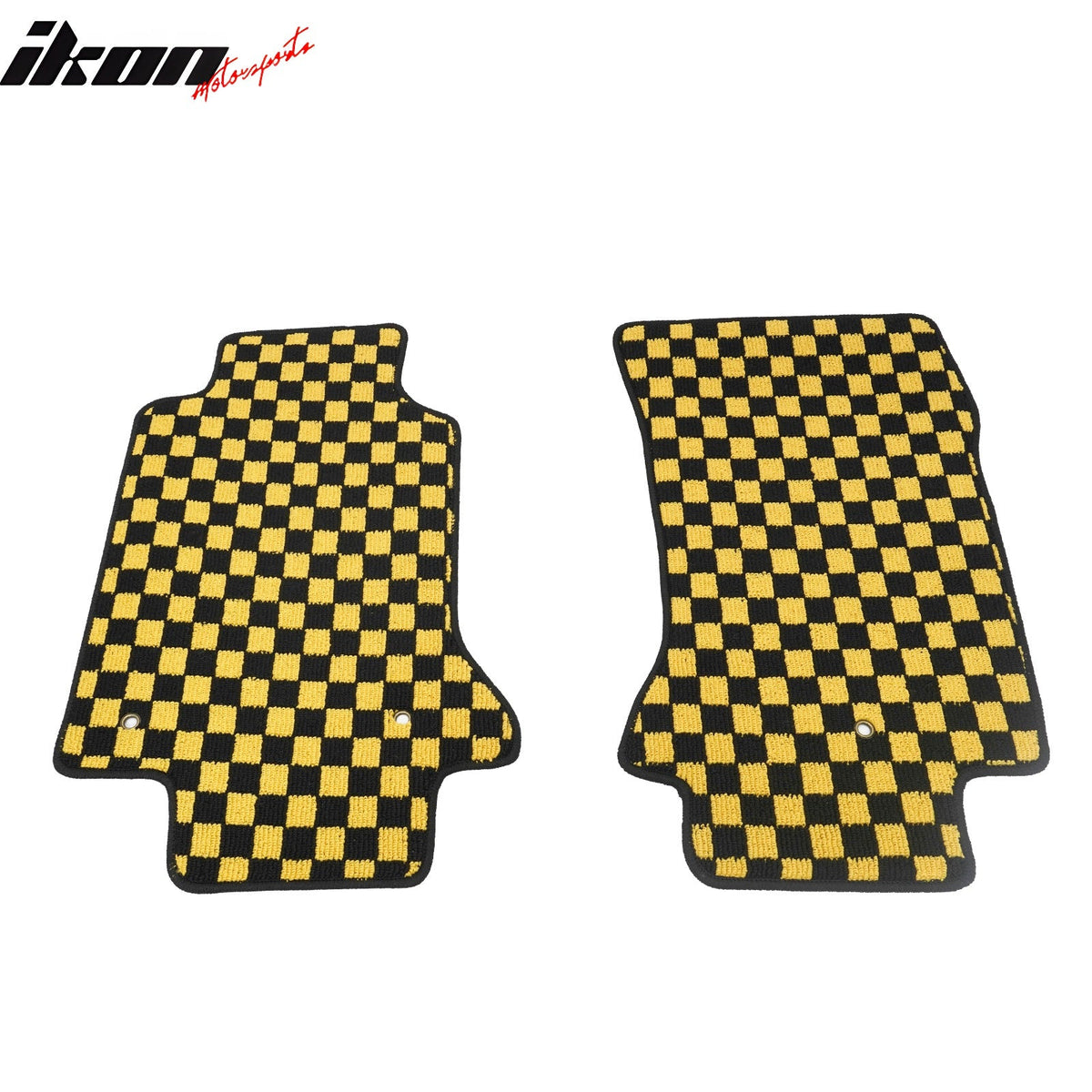 Anti-Slip Waterproof Interior Floor Mats for Chevrolet Corvette 1997-2004 Black Yellow Plaid Checkered Carpets PP & Loop Pile Surface & TPE Backing 2P