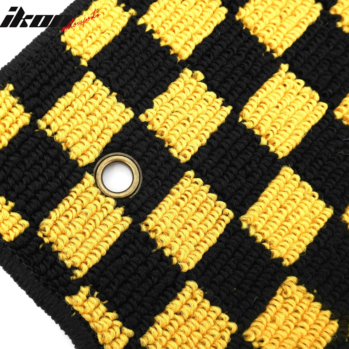 Anti-Slip Waterproof Interior Floor Mats for Chevrolet Corvette 1997-2004 Black Yellow Plaid Checkered Carpets PP & Loop Pile Surface & TPE Backing 2P