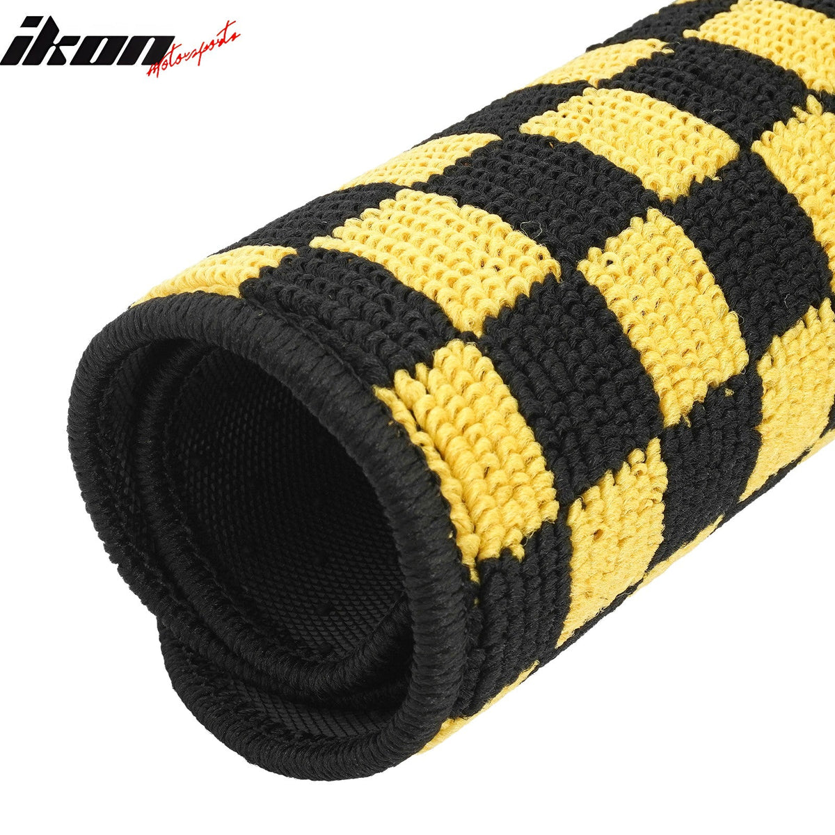 Anti-Slip Waterproof Interior Floor Mats for Chevrolet Corvette 1997-2004 Black Yellow Plaid Checkered Carpets PP & Loop Pile Surface & TPE Backing 2P