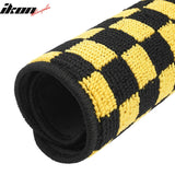 Anti-Slip Waterproof Interior Floor Mats for Chevrolet Corvette 1997-2004 Black Yellow Plaid Checkered Carpets PP & Loop Pile Surface & TPE Backing 2P