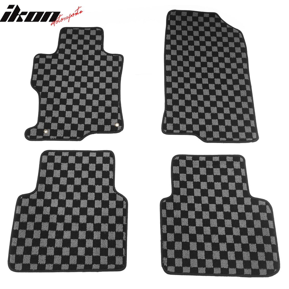 2008-2012 Honda Accord Sedan Floor Mats Carpet Black Gray Plaid Polypropylene