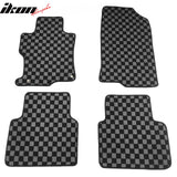 2008-2012 Honda Accord Sedan Floor Mats Carpet Black Gray Plaid Polypropylene
