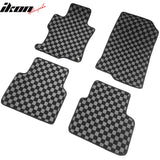 2008-2012 Honda Accord Sedan Floor Mats Carpet Black Gray Plaid Polypropylene