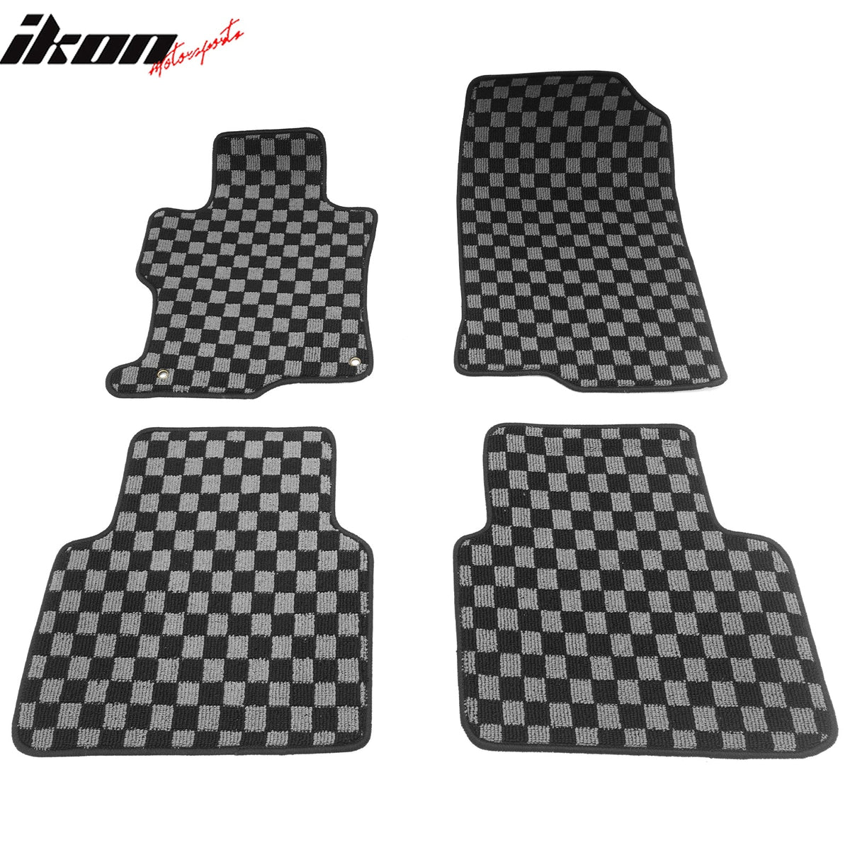2008-2012 Honda Accord Sedan Floor Mats Carpet Black Gray Plaid Polypropylene
