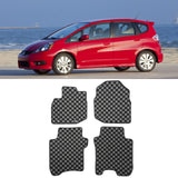 2009-2013 Honda Fit Floor Mats Carpet Black Gray Plaid Polypropylene
