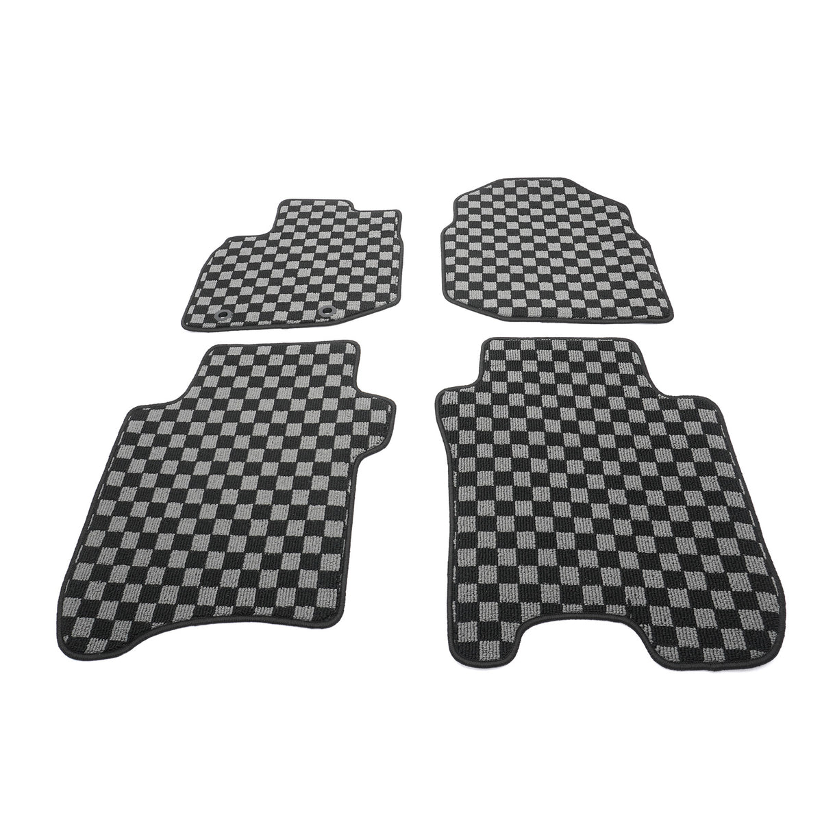 2009-2013 Honda Fit Floor Mats Carpet Black Gray Plaid Polypropylene